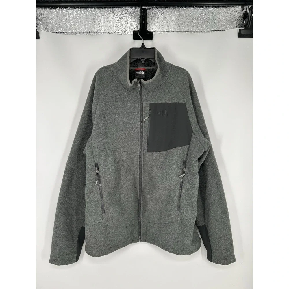 The North Face Chimborazo Sherpa Lined Fleece Jacket Full Zip Up Grey Mens Large